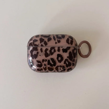 Leopard Print AirPods Case with Keychain – Soft Silicone Cover
