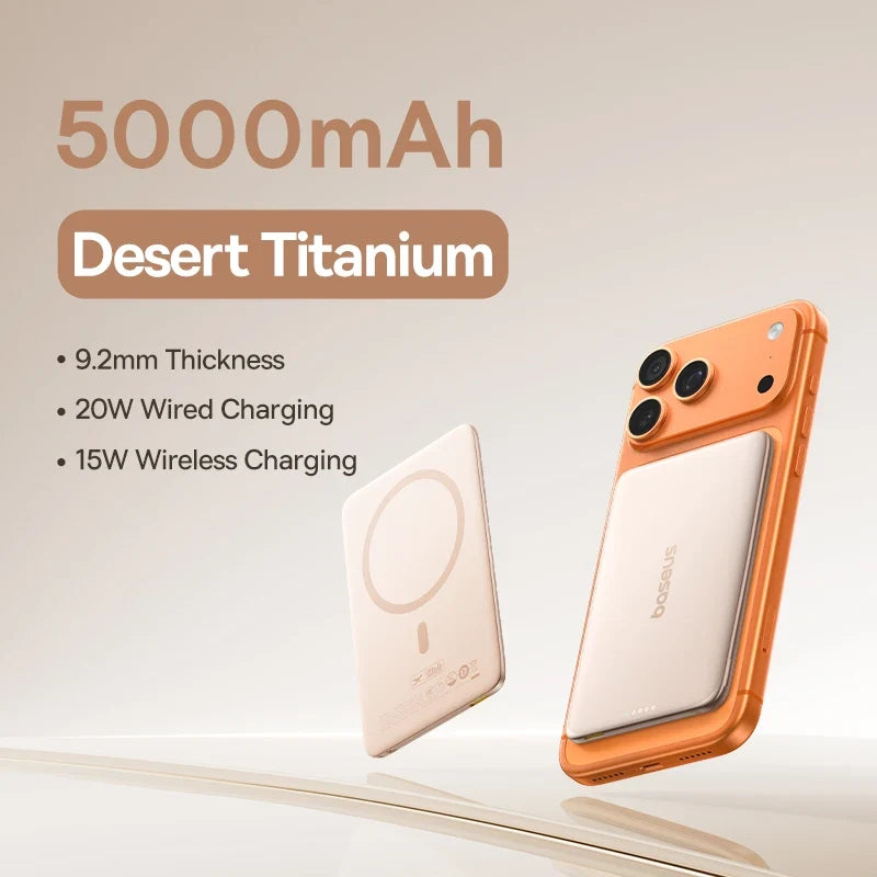 Baseus 5000mAh Slim Magnetic Power Bank – 15W Wireless & 20W Wired Charging
