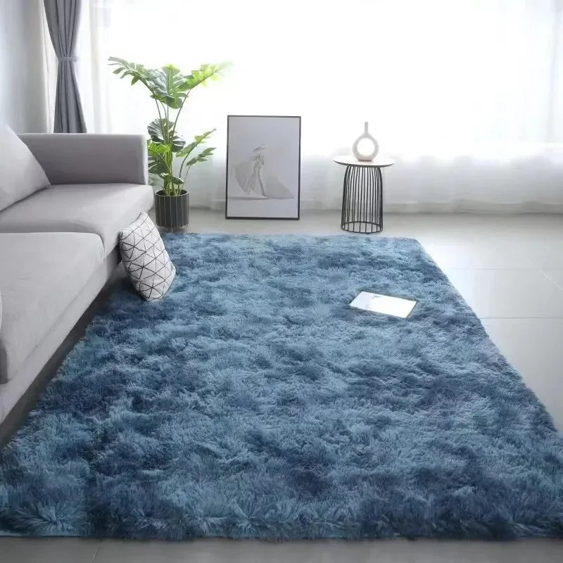 Gradient Fluffy Area Rug – Soft Shaggy Carpet for Bedroom & Living Room