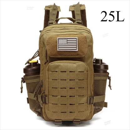 25L or 50L MOLLE Tactical Hiking Backpack with 2 Bottle Holders