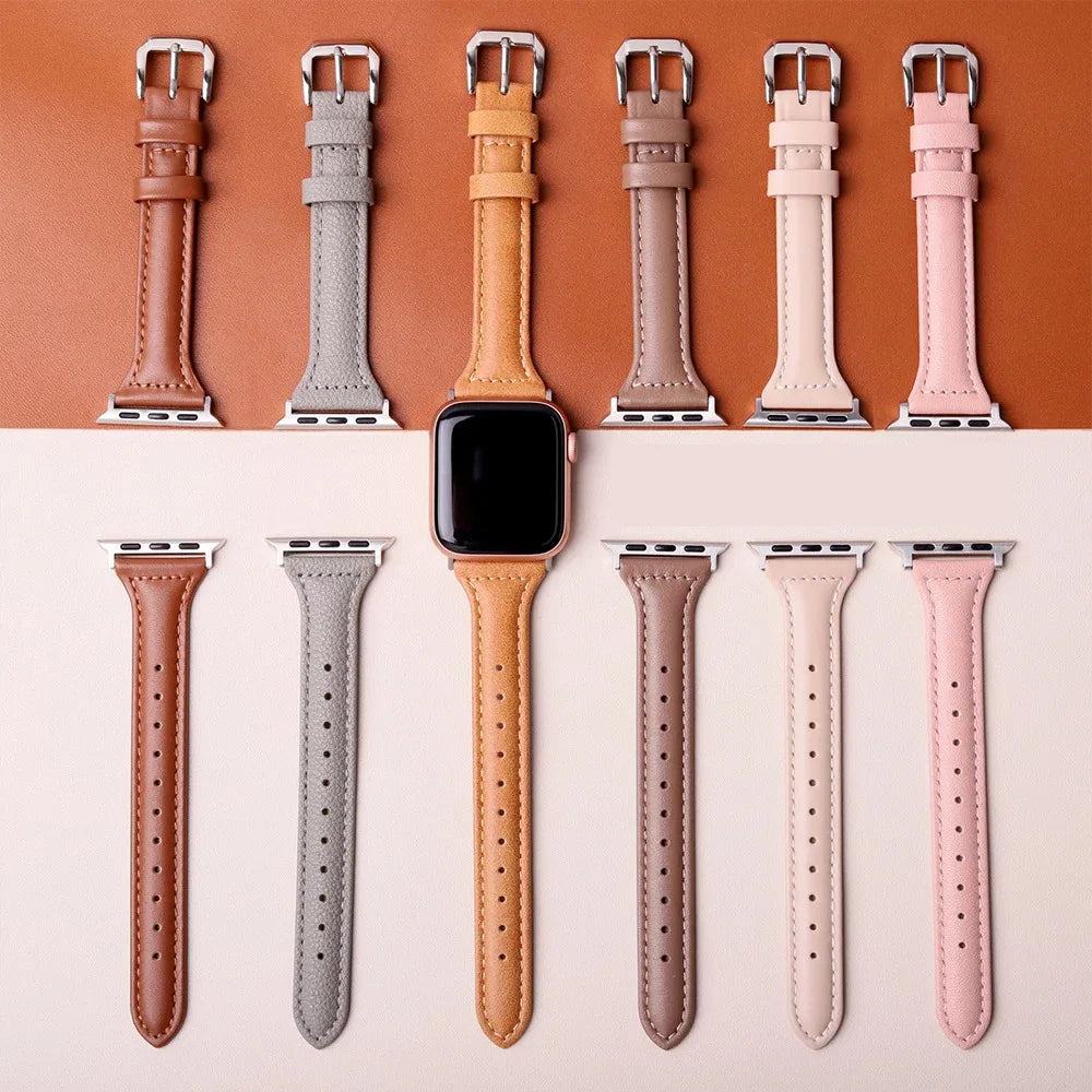 Slim Leather Band for Apple Watch, 40–49mm, Women’s Style