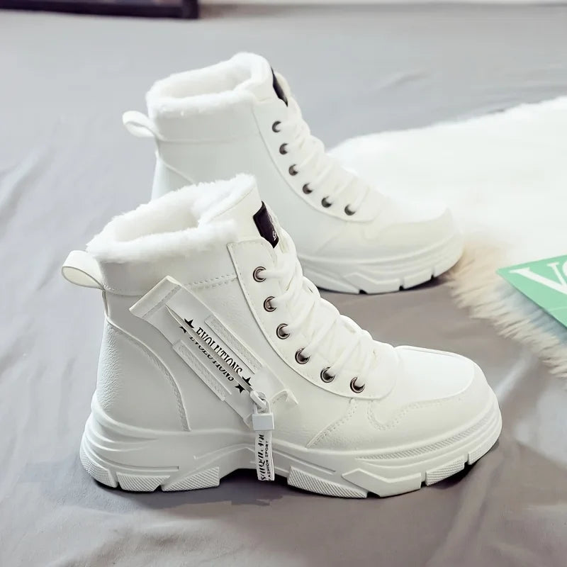 Women's Fur-Lined Winter Ankle Boots – Warm Lace-Up Snow Boots