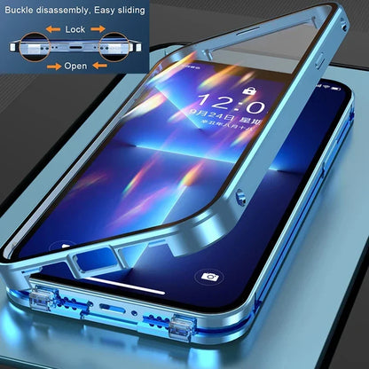 360 Magnetic Glass iPhone Case – Metal Frame Full Body Cover