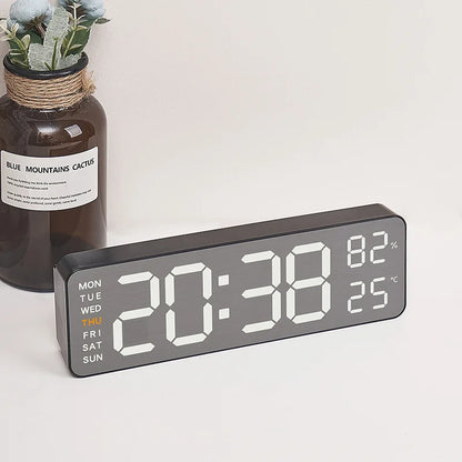 LED Digital Alarm Clock – Temp Display, Remote, Wall or Desk