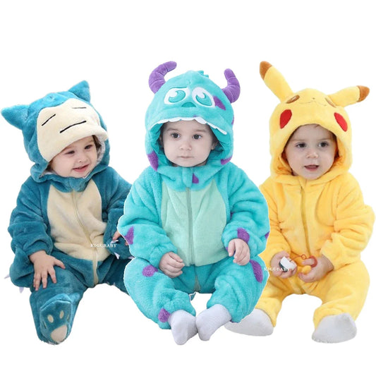 Pokemon Pikachu Snorlax Baby Clothes Jumpsuit Pajamas Newborn Bodysuit 0-3 Years Old Cosplay Costume