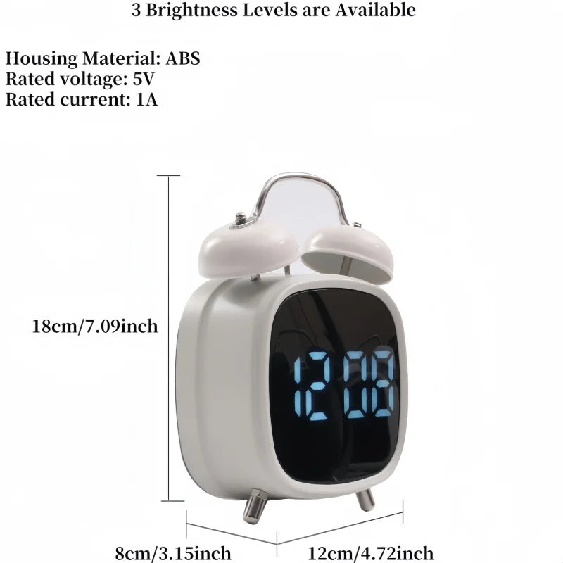 Double Bell Digital Alarm Clock – Voice Control, Super Loud, Night Mode