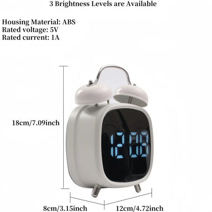Double Bell Digital Alarm Clock – Voice Control, Super Loud, Night Mode