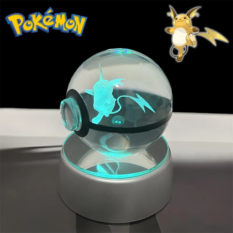 Pokemon 3D Crystal Poke Ball Night Light with LED Base