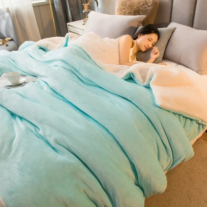 Winter Throw Blanket Double-Sided Sherpa Fleece Warm Bed Blanket