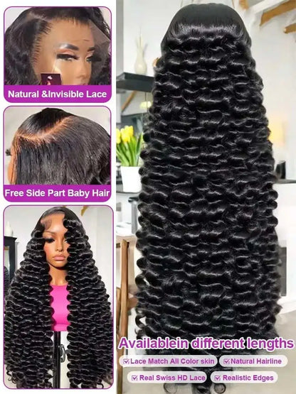 Loose Deep Wave Lace Front Wig Human Hair – HD Lace, Pre-Plucked, Natural Black