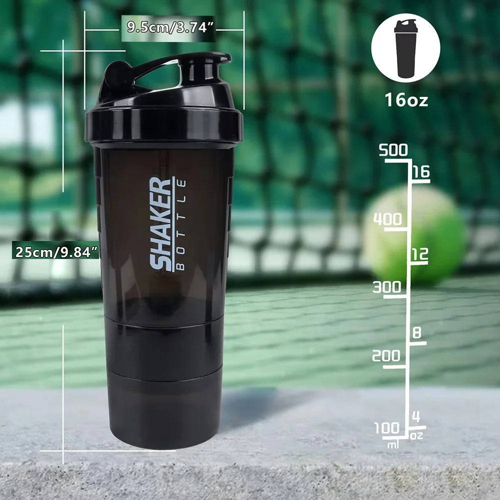 3 Layer Protein Shaker Bottle with Storage Compartments