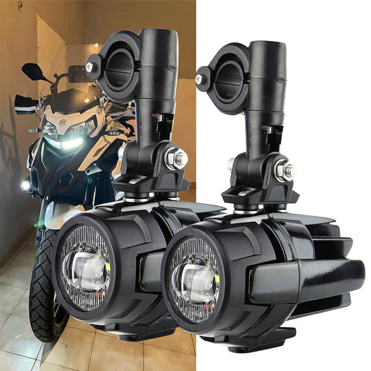 40W LED Motorcycle Auxiliary Driving Lights – Universal Fog Spot Lamp Pair