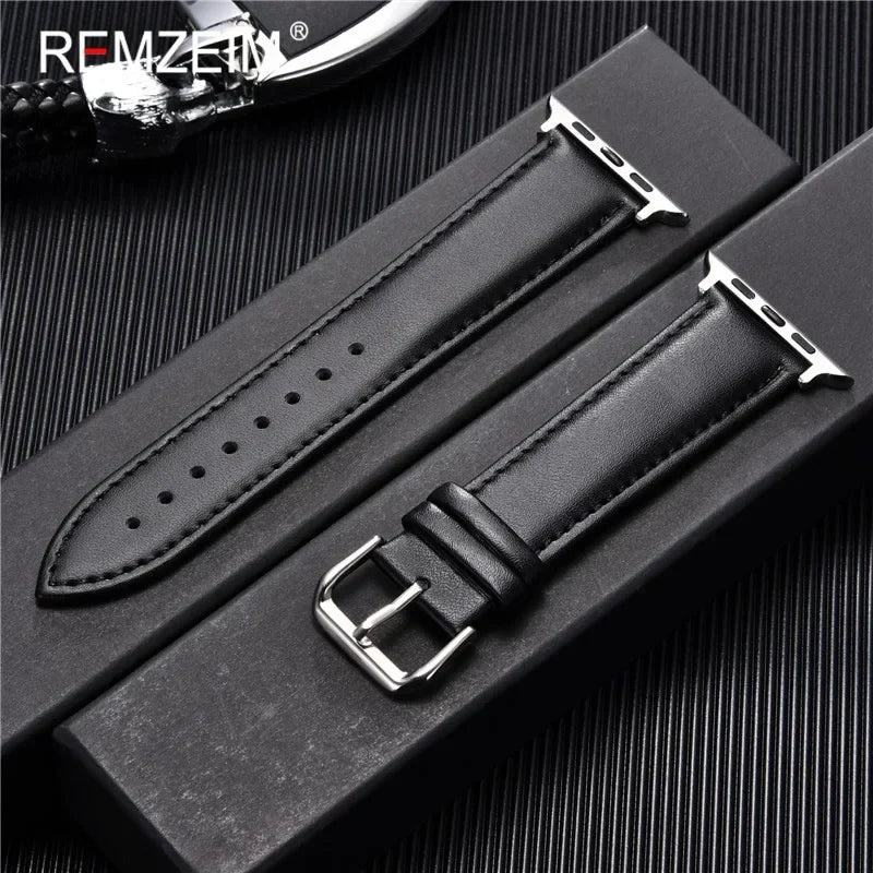 Men’s PU Leather Business Strap for Apple Watch, 38–49mm