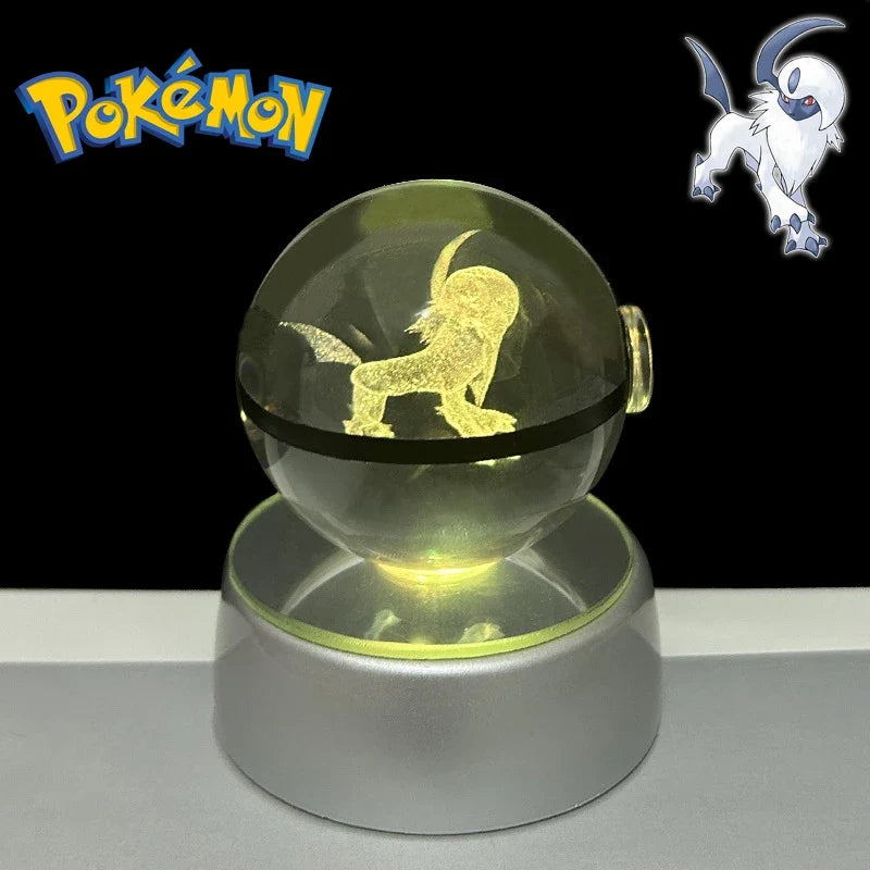 Pokemon 3D Crystal Poke Ball Night Light with LED Base