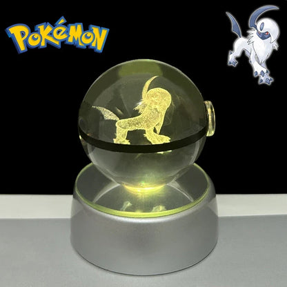 Pokemon 3D Crystal Poke Ball Night Light with LED Base