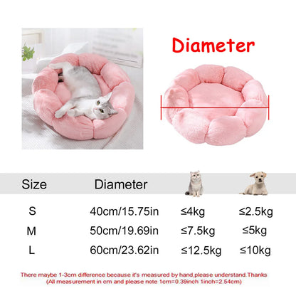 40-90cm 6 Sizes Round Pet Bed Large Dog Super Soft Cat Plush House Medium Winter Warm Sleeping