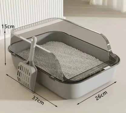 P Semi-Enclosed Cat Litter Box Splashproof Kitten Toilet Tray Pet Cleaning Basin Sides Indoor Use