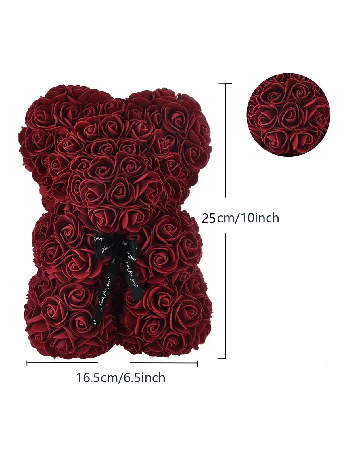 Rose Teddy Bear Gift – Artificial Flower Bear with LED Lights