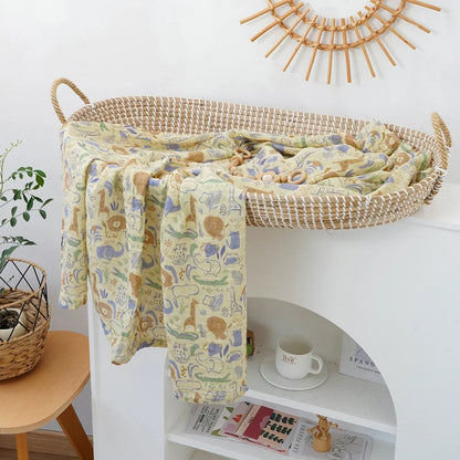 Muslin Swaddle Blanket 100% Cotton 2-Layer Baby Bath Towel Wrap