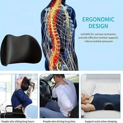 Lumbar Support Pillow – Soft Washable Cushion for Office, Bed & Chair