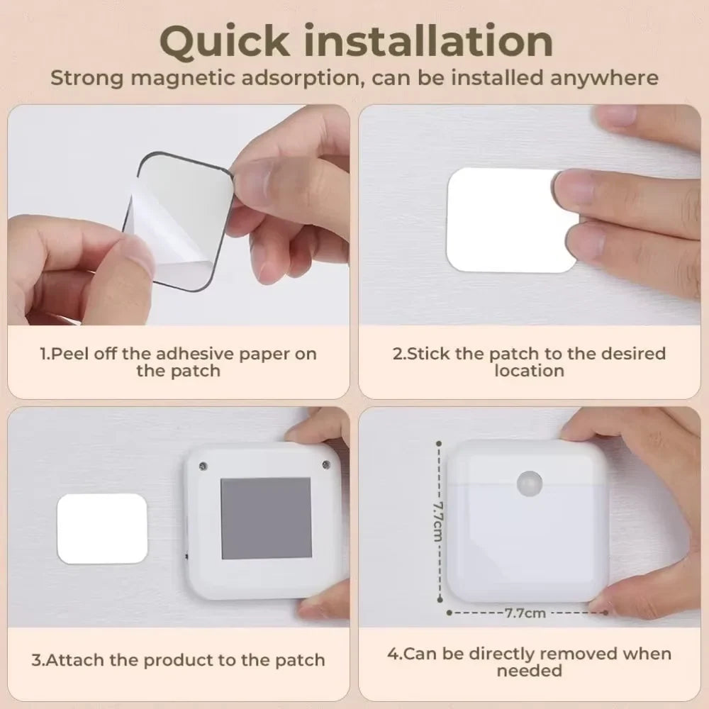 Motion Sensor Night Light – USB Rechargeable Square LED Lamp
