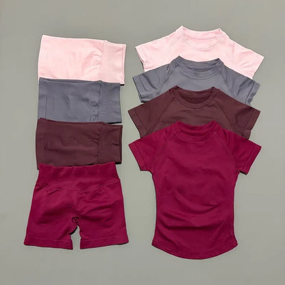 2 Piece Seamless Yoga Top and Shorts Set