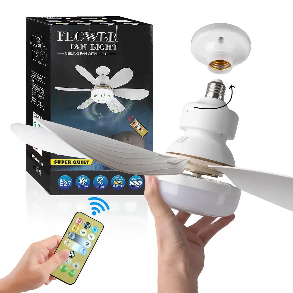 40W LED Ceiling Fan Light – E27 Socket, Remote Control & Dimmable