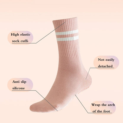 Grip Socks for Women – Non-Slip Pilates & Yoga (4 Pairs)