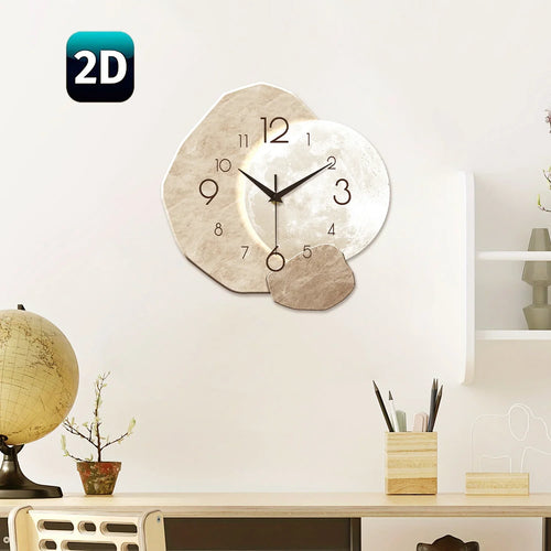 Silent Wall Clock – Modern Moon Design, Quartz Movement for Bedroom & Living Room