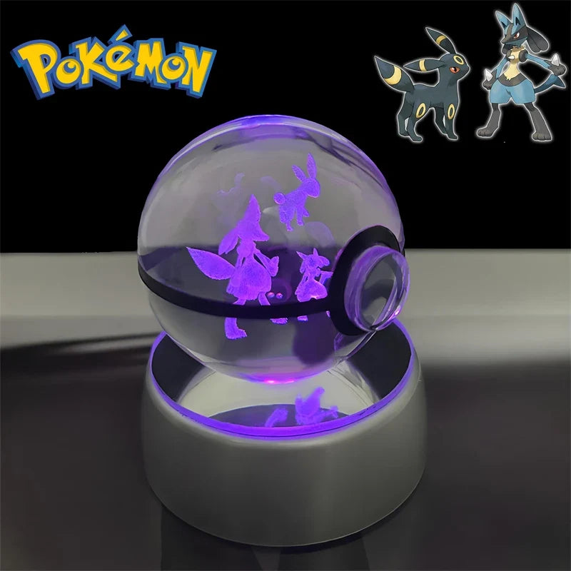 Pokemon 3D Crystal Poke Ball Night Light with LED Base