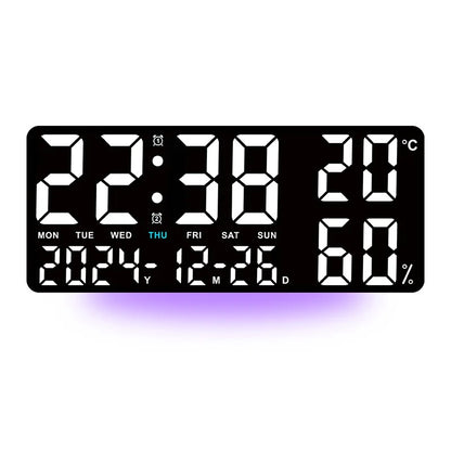 Large LED Digital Wall Clock – 7-Color Mood Light & Dual Alarm
