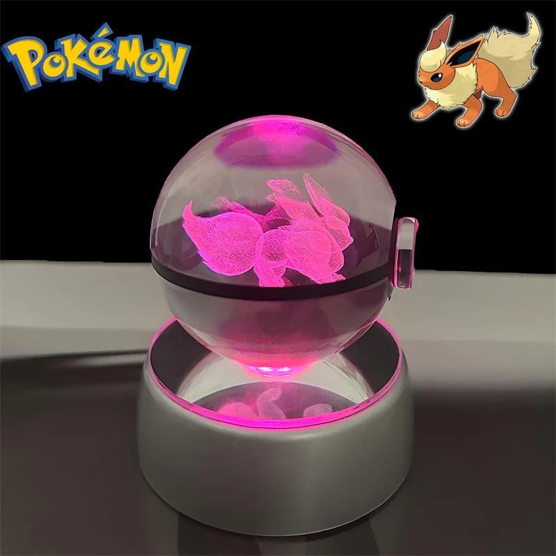 Pokemon 3D Crystal Poke Ball Night Light with LED Base