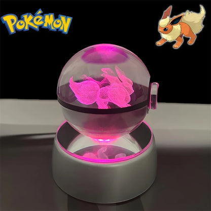 Pokemon 3D Crystal Poke Ball Night Light with LED Base