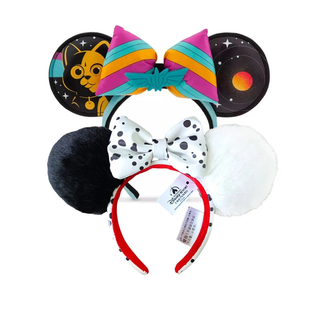 Disney Minnie Mouse Ear Headband with Bow – PU Leather Disneyland Ears