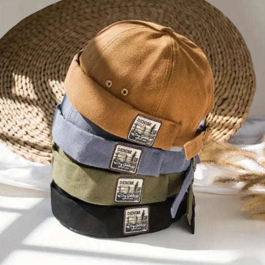 Dome Melon Cap Men Women Vintage Brimless Hat Hip Hop Landlord Unisex Skullies Beanie Solid Color