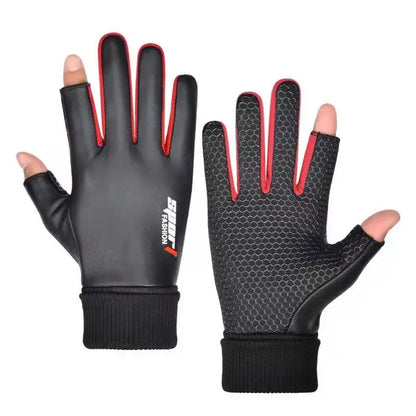 Men’s Two-Finger Winter Gloves, Waterproof & Touchscreen for Cycling & Hiking