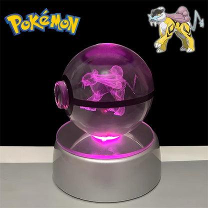 Pokemon 3D Crystal Poke Ball Night Light with LED Base