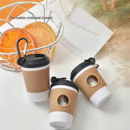 Dog Poop Bag Dispenser – Coffee Cup Design with Carabiner Clip