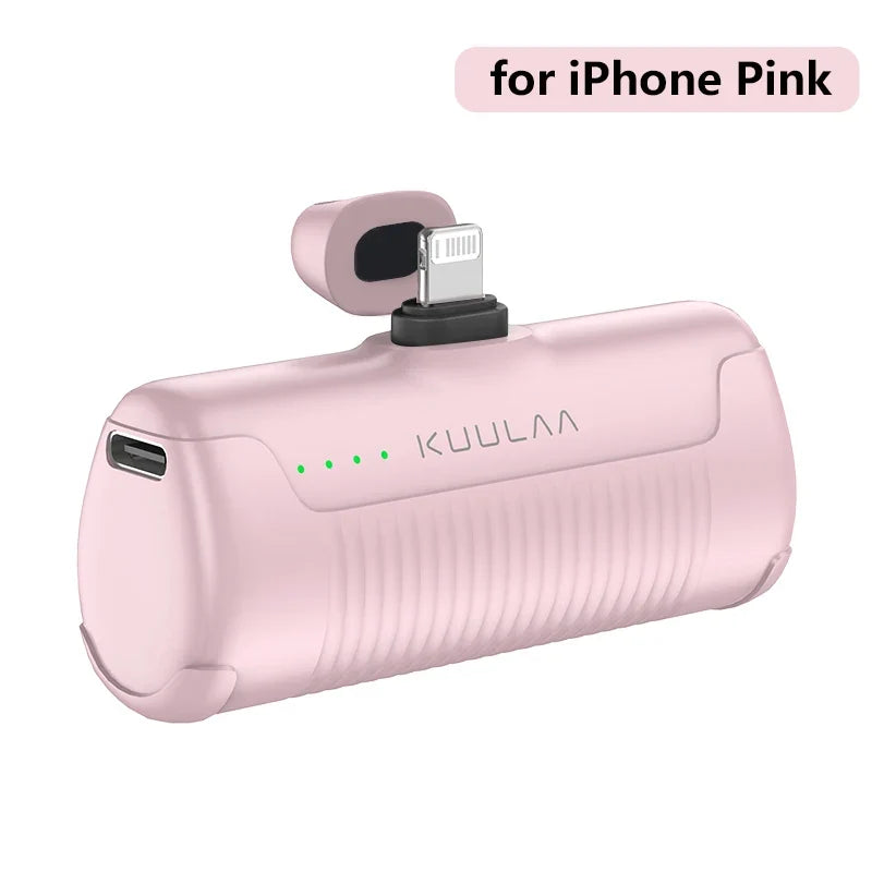 KUULAA Mini Power Bank 4500mAh – Plug-In Portable Charger for iPhone & USB-C
