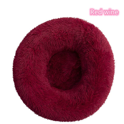 Calming Donut Cat Bed – Super Soft Plush Washable Pet Sleeping Cushion