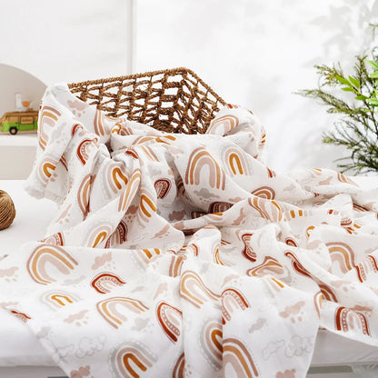 Muslin Swaddle Blanket 100% Cotton 2-Layer Baby Bath Towel Wrap