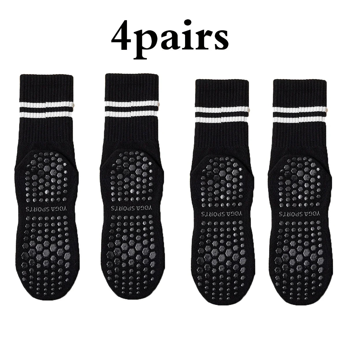 Grip Socks for Women – Non-Slip Pilates & Yoga (4 Pairs)