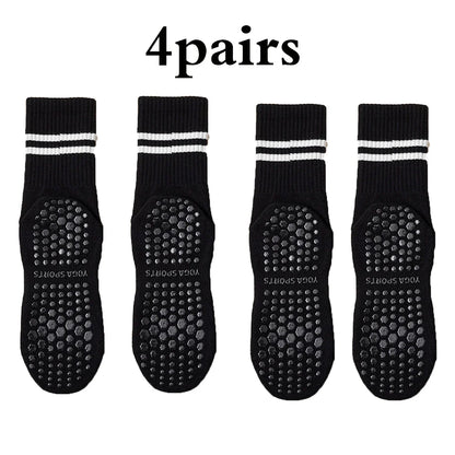Grip Socks for Women – Non-Slip Pilates & Yoga (4 Pairs)