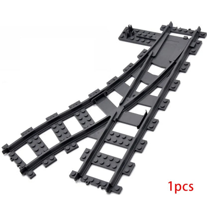 City Train Track Building Block Parts – Straight, Curved & Switch Rails