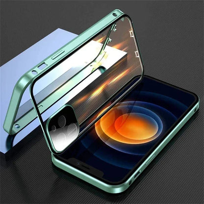 360 Magnetic Glass iPhone Case – Metal Frame Full Body Cover