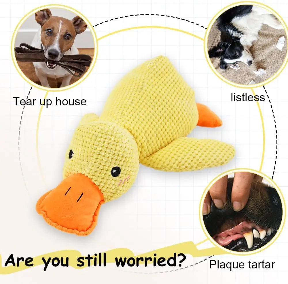 Duck Dog Toy Plush Chew Resistant Durable Quacking Sound Teeth Grinding Relief Soft Companion Small