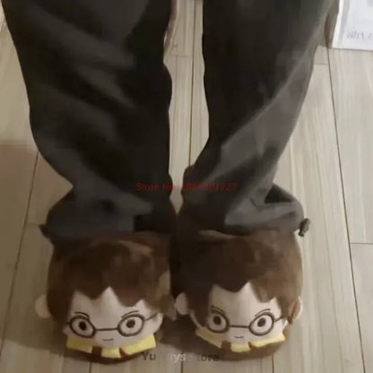 Cute Harries Potters Winter Plush Warm Thickened Cotton Slippers Potter Couple Indoor Breathability
