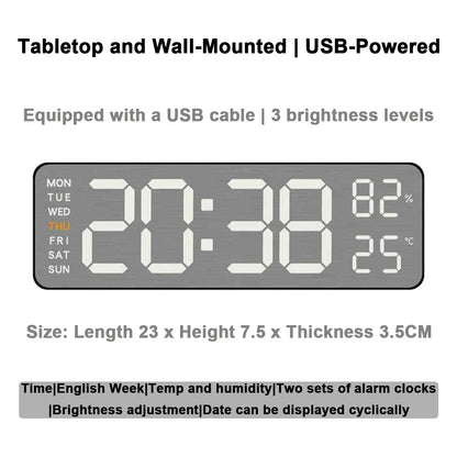 LED Digital Alarm Clock – Temp Display, Remote, Wall or Desk