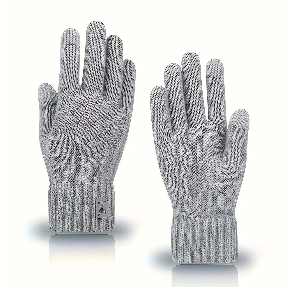 Men’s Thermal Wool Knitted Gloves, Touchscreen & Non-Slip for Winter Activities