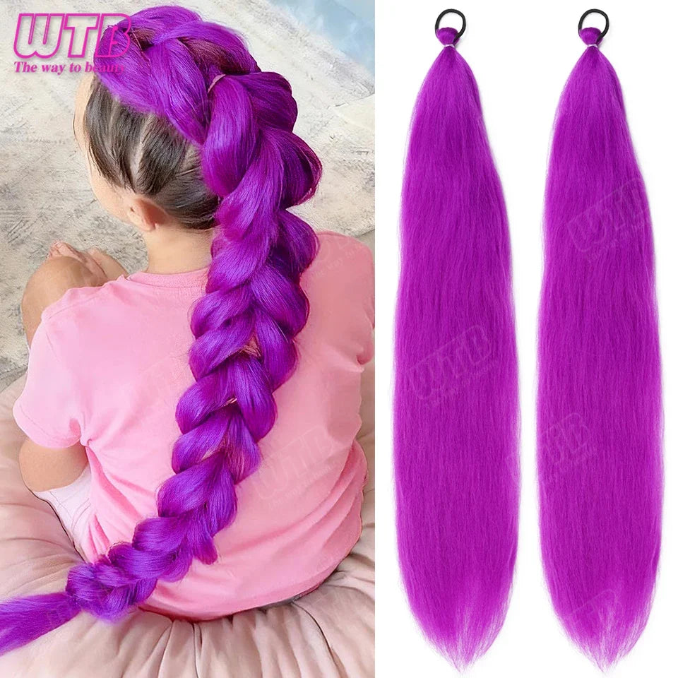 26 Inch Purple Braided Ponytail Hair Extension